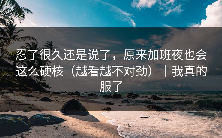 忍了很久还是说了，原来加班夜也会这么硬核（越看越不对劲）｜我真的服了