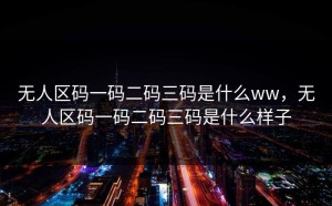 无人区码一码二码三码是什么ww，无人区码一码二码三码是什么样子